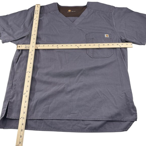 Carhartt Mens V-Neck Scrub Top size Large Gray Short Sleeve - Picture 3 of 5